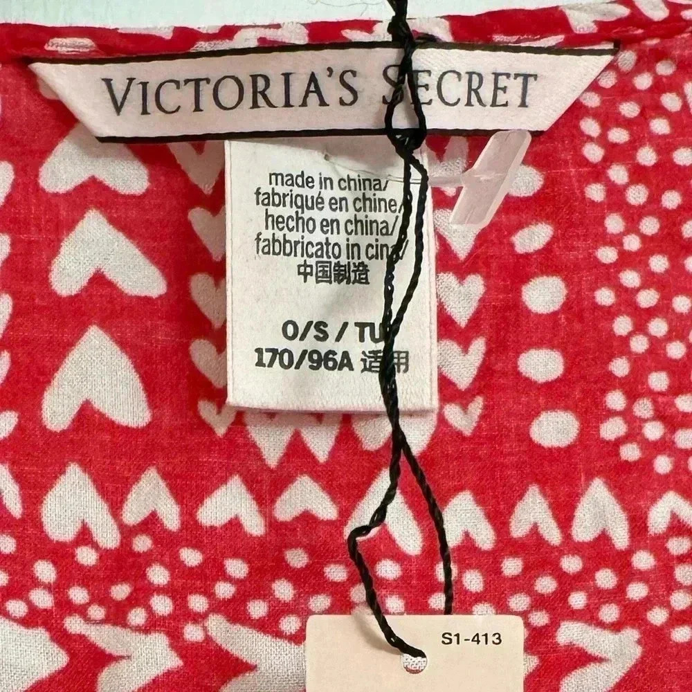 Victoria’s Secret Kimono Hearts Valentines Day Swim Coverup Top Cinch Waist OS - Picture 3 of 12